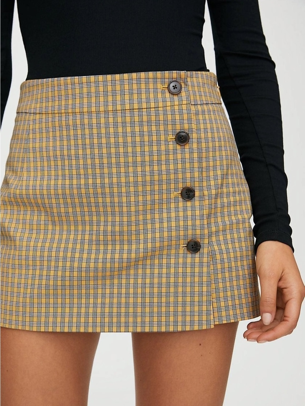 Aritzia Sunday Best Size 2 Plaid Mini Skirt - Yellow